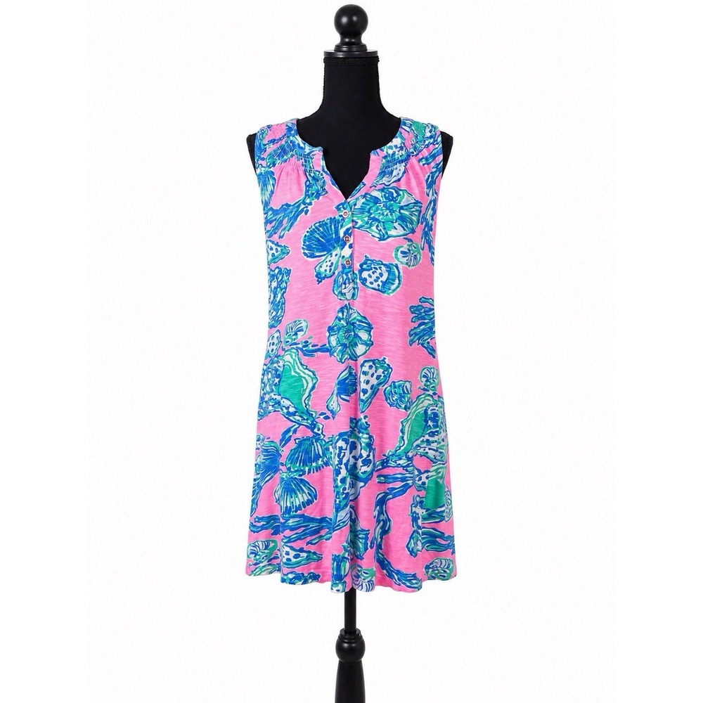 Lilly Pulitzer Essie Barefoot Princess Seashell Dress Pink Pout Women's M
